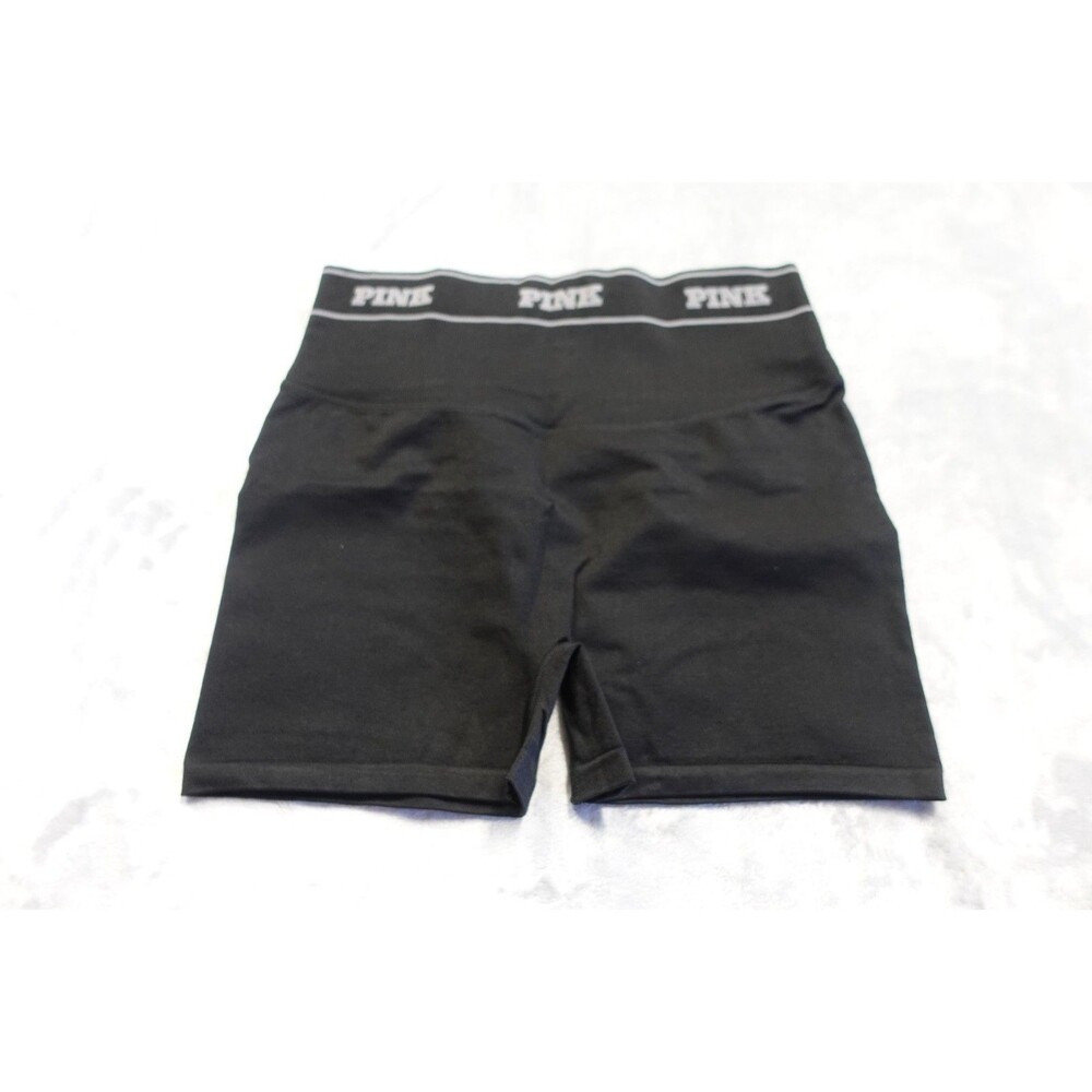 Victoria's Secret Black Large PINK Seamless Logo Bike Shorts NWT